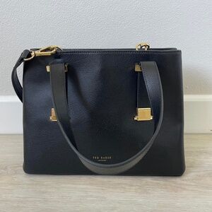 Ted Baker Ameliee Black Leather Bag with Gold Hardware
